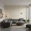 Baker Weave Beige | Thibaut Wallcoverings - Living Room Visualization (AI-generated, may not be to scale. Verify pattern scale with product specifications.)