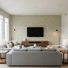Aster Charcoal | Thibaut Wallcoverings - Living Room Visualization (AI-generated, may not be to scale. Verify pattern scale with product specifications.)