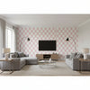 Island Pink | Thibaut Wallcoverings - Living Room Visualization (AI-generated, may not be to scale. Verify pattern scale with product specifications.)