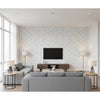 Allison Grey | Thibaut Wallcoverings - Living Room Visualization (AI-generated, may not be to scale. Verify pattern scale with product specifications.)