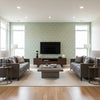Medina Metallic on Aqua | Thibaut Wallcoverings - Living Room Visualization (AI-generated, may not be to scale. Verify pattern scale with product specifications.)