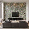 Artesian Wild Sage | Thibaut Wallcoverings - Living Room Visualization (AI-generated, may not be to scale. Verify pattern scale with product specifications.)