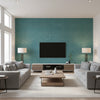 Lauderdale Peacock | Thibaut Wallcoverings - Living Room Visualization (AI-generated, may not be to scale. Verify pattern scale with product specifications.)