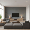 Lauderdale Grey | Thibaut Wallcoverings - Living Room Visualization (AI-generated, may not be to scale. Verify pattern scale with product specifications.)