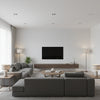 Shang Extra Fine Sisal Mist | Thibaut Wallcoverings - Living Room Visualization (AI-generated, may not be to scale. Verify pattern scale with product specifications.)