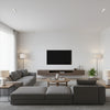 Shang Extra Fine Sisal Mist | Thibaut Wallcoverings - Living Room Visualization (AI-generated, may not be to scale. Verify pattern scale with product specifications.)
