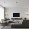 Shang Extra Fine Sisal Mist | Thibaut Wallcoverings - Living Room Visualization (AI-generated, may not be to scale. Verify pattern scale with product specifications.)