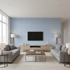Shang Extra Fine Sisal Blue Dusk | Thibaut Wallcoverings - Living Room Visualization (AI-generated, may not be to scale. Verify pattern scale with product specifications.)