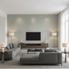 Shang Extra Fine Sisal Flannel | Thibaut Wallcoverings - Living Room Visualization (AI-generated, may not be to scale. Verify pattern scale with product specifications.)