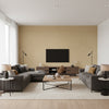 Shang Extra Fine Sisal Doe | Thibaut Wallcoverings - Living Room Visualization (AI-generated, may not be to scale. Verify pattern scale with product specifications.)