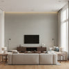 Shang Extra Fine Sisal Grey | Thibaut Wallcoverings - Living Room Visualization (AI-generated, may not be to scale. Verify pattern scale with product specifications.)