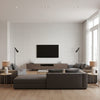 Coastline Grey | Thibaut Wallcoverings - Living Room Visualization (AI-generated, may not be to scale. Verify pattern scale with product specifications.)