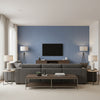 Coastline Blue | Thibaut Wallcoverings - Living Room Visualization (AI-generated, may not be to scale. Verify pattern scale with product specifications.)