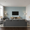 Coastline Mineral | Thibaut Wallcoverings - Living Room Visualization (AI-generated, may not be to scale. Verify pattern scale with product specifications.)
