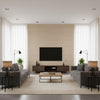 Heather Sisal Brown | Thibaut Wallcoverings - Living Room Visualization (AI-generated, may not be to scale. Verify pattern scale with product specifications.)
