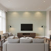 Sydney Light Spruce | Thibaut Wallcoverings - Living Room Visualization (AI-generated, may not be to scale. Verify pattern scale with product specifications.)