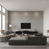 Windward Sisal Steel | Thibaut Wallcoverings - Living Room Visualization (AI-generated, may not be to scale. Verify pattern scale with product specifications.)