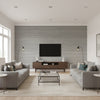 Windward Sisal Steel | Thibaut Wallcoverings - Living Room Visualization (AI-generated, may not be to scale. Verify pattern scale with product specifications.)