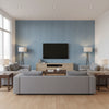 Land Bridge Mineral and Metallic Gold | Thibaut Wallcoverings - Living Room Visualization (AI-generated, may not be to scale. Verify pattern scale with product specifications.)