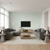 Illusion Robin's Egg | Thibaut Wallcoverings - Living Room Visualization (AI-generated, may not be to scale. Verify pattern scale with product specifications.)