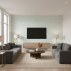 Denver Spa Blue and Green | Thibaut Wallcoverings - Living Room Visualization (AI-generated, may not be to scale. Verify pattern scale with product specifications.)