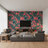 Central Park Pink | Thibaut Wallcoverings - Living Room Visualization (AI-generated, may not be to scale. Verify pattern scale with product specifications.)