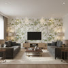 Katsura Cream and Lavender | Thibaut Wallcoverings - Living Room Visualization (AI-generated, may not be to scale. Verify pattern scale with product specifications.)