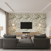 Katsura Cream and Lavender | Thibaut Wallcoverings - Living Room Visualization (AI-generated, may not be to scale. Verify pattern scale with product specifications.)