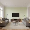 Holiday Trellis Green | Thibaut Wallcoverings - Living Room Visualization (AI-generated, may not be to scale. Verify pattern scale with product specifications.)