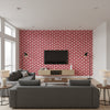 Ferndale Pink | Thibaut Wallcoverings - Living Room Visualization (AI-generated, may not be to scale. Verify pattern scale with product specifications.)