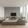 Indian Diamond Black | Thibaut Wallcoverings - Living Room Visualization (AI-generated, may not be to scale. Verify pattern scale with product specifications.)