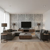 Timbuktu Grey | Thibaut Wallcoverings - Living Room Visualization (AI-generated, may not be to scale. Verify pattern scale with product specifications.)