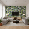 Honshu Grey | Thibaut Wallcoverings - Living Room Visualization (AI-generated, may not be to scale. Verify pattern scale with product specifications.)