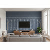 Colonnade Blue | Mind The Gap - Living Room Visualization (AI-generated, may not be to scale. Verify pattern scale with product specifications.)