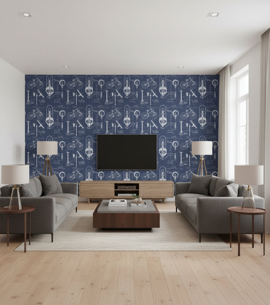 Patents Blue | Mind The Gap - Living Room Visualization (AI-generated, may not be to scale. Verify pattern scale with product specifications.)