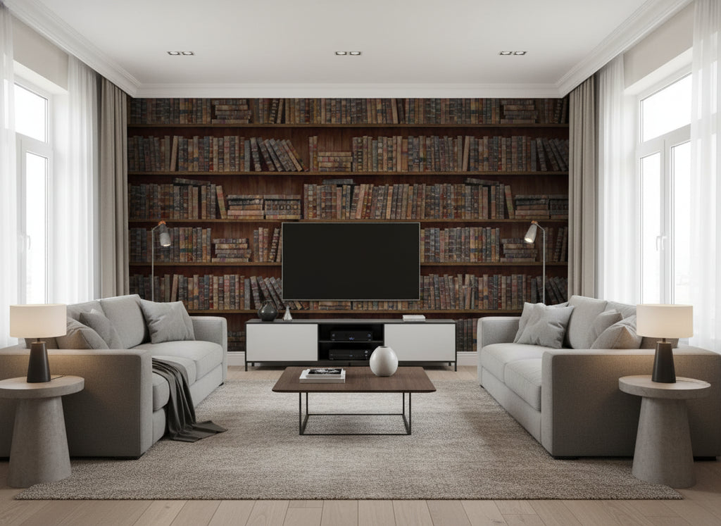 Book Shelves | Mind The Gap - Living Room Visualization (AI-generated, may not be to scale. Verify pattern scale with product specifications.)