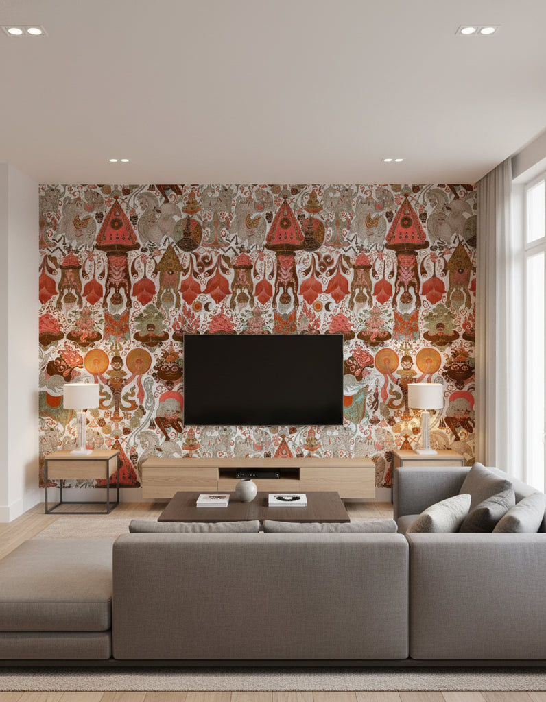 Yama Dharmaraja Light | Mind The Gap - Living Room Visualization (AI-generated, may not be to scale. Verify pattern scale with product specifications.)
