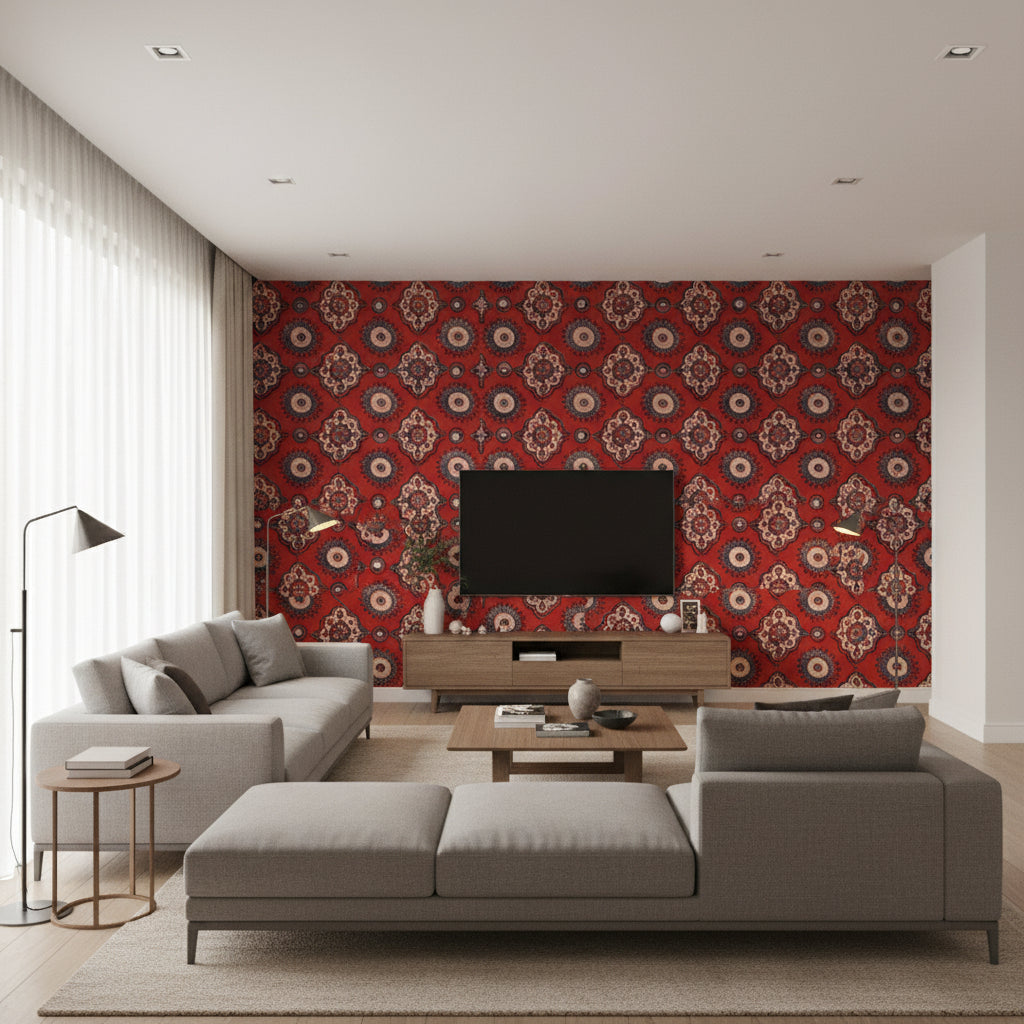 Madder | Mind The Gap - Living Room Visualization (AI-generated, may not be to scale. Verify pattern scale with product specifications.)
