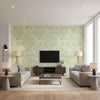 Cherry Orchard Green | Mind The Gap - Living Room Visualization (AI-generated, may not be to scale. Verify pattern scale with product specifications.)