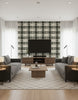Countryside Plaid Charcoal | Mind The Gap - Living Room Visualization (AI-generated, may not be to scale. Verify pattern scale with product specifications.)