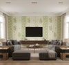 Korond Floral Beechnut | Mind The Gap - Living Room Visualization (AI-generated, may not be to scale. Verify pattern scale with product specifications.)