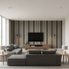 Szepviz Charcoal | Mind The Gap - Living Room Visualization (AI-generated, may not be to scale. Verify pattern scale with product specifications.)