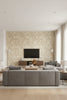 Flowery Ornament Taupe | Mind The Gap - Living Room Visualization (AI-generated, may not be to scale. Verify pattern scale with product specifications.)