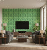 Mykonos Villa Motif Island Green | Mind The Gap - Living Room Visualization (AI-generated, may not be to scale. Verify pattern scale with product specifications.)