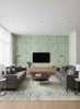 Koralion Mineral Green | Mind The Gap - Living Room Visualization (AI-generated, may not be to scale. Verify pattern scale with product specifications.)