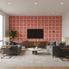 Aegean Tiles Red | Mind The Gap - Living Room Visualization (AI-generated, may not be to scale. Verify pattern scale with product specifications.)