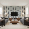 Mediterranean Lobsters Light Grey | Mind The Gap - Living Room Visualization (AI-generated, may not be to scale. Verify pattern scale with product specifications.)