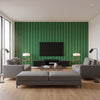 Katalin Stripe Ultramarine Green | Mind The Gap - Living Room Visualization (AI-generated, may not be to scale. Verify pattern scale with product specifications.)