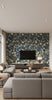 The Garden Of Immortality Lapis Blue | Mind The Gap - Living Room Visualization (AI-generated, may not be to scale. Verify pattern scale with product specifications.)