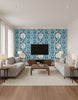 The Competition Panel Blue | Mind The Gap - Living Room Visualization (AI-generated, may not be to scale. Verify pattern scale with product specifications.)